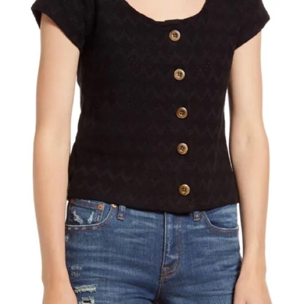 MADEWELL knit pointelle button-front blouse